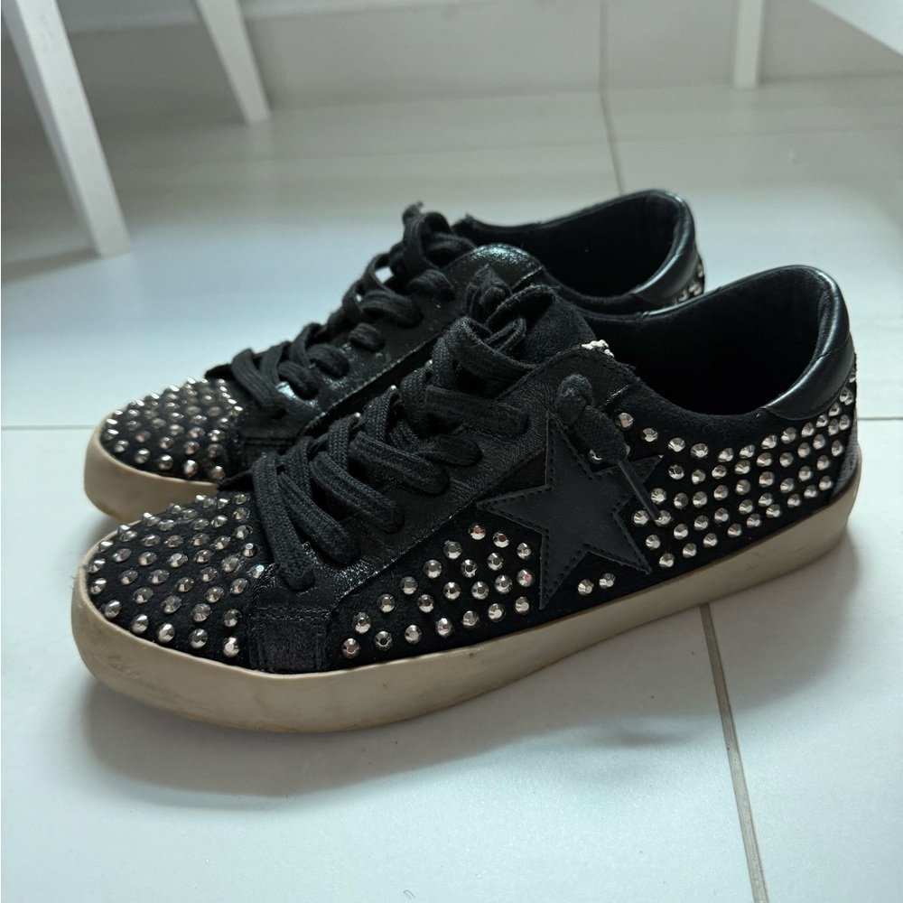 ShuShop Black and Silver Studded Sneakers